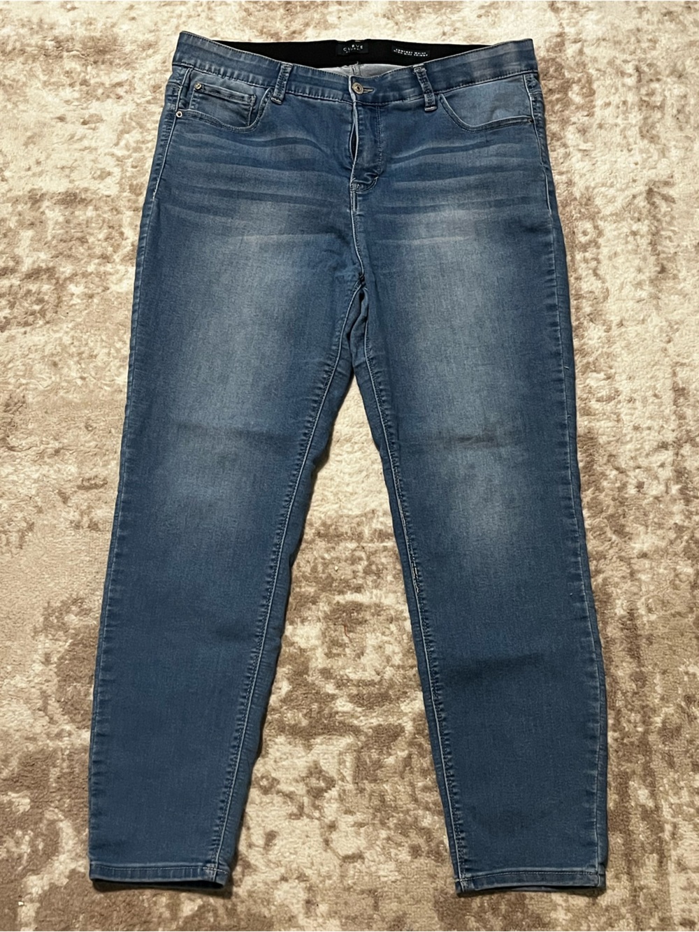 CURVE APPEAL Comfort Waist High Rise Skinny Jeans Blue Size 16x27